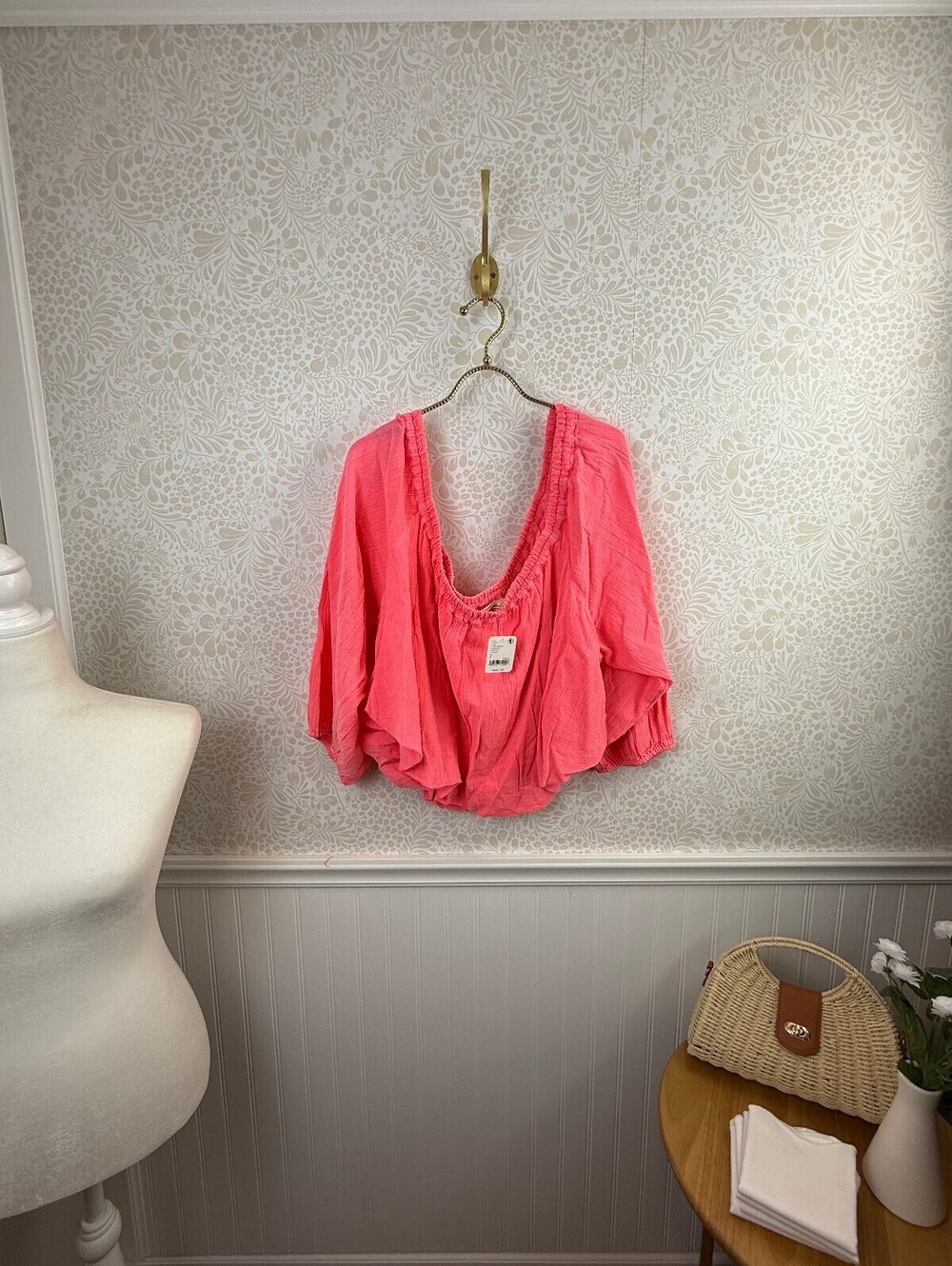 We The Free Neon Dreams Cotton Off Shoulder Peasant Blouse - Size - Small - NWT